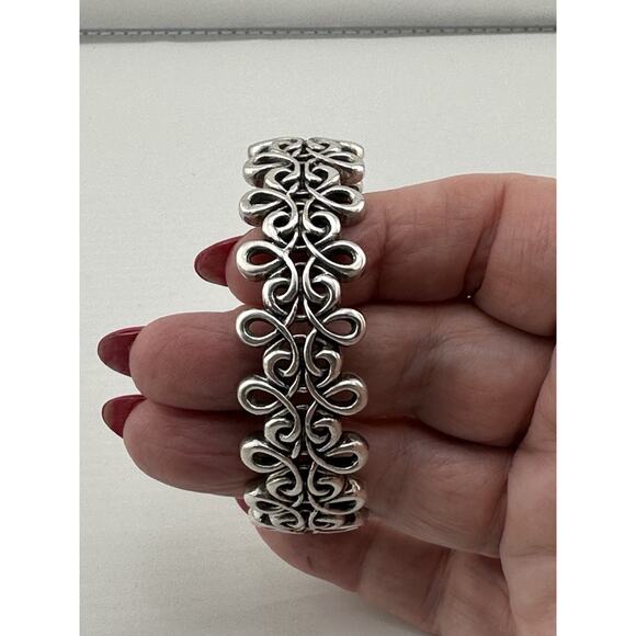 Vintage BARSE Silver Cuff Bracelet Floral Weave Design 44 grams 925 - Picture 3 of 10